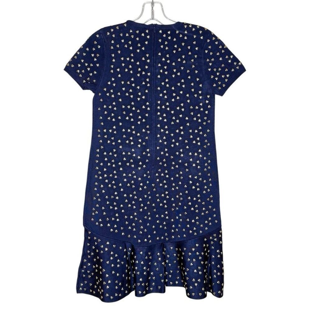 Michael Kors Blue Short Sleeve Studded Mini Dress Size XS Stretch Knit Flare - Picture 5 of 12